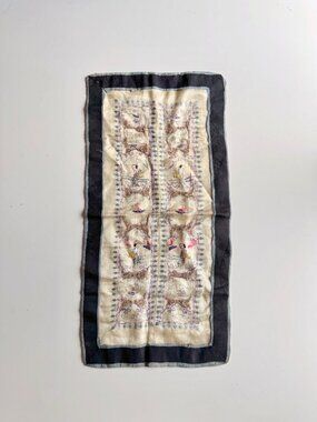 Antique 1910's Chinese Oriental Silk Pastoral 22" x 11" Embroidered Tapestry